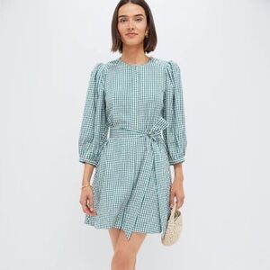 Pomander Place Teal Gingham Long Sleeve Dress